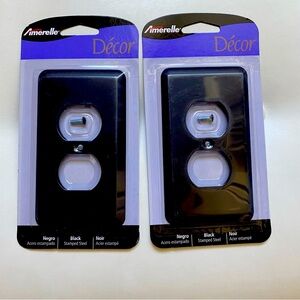 Amerelle 935DBK Devon Wallplate, 1 Duplex, Black - 2 PACK
